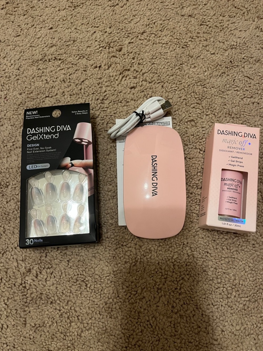 DASHING DIVA Pink LED GelXtened Press-On Nails Kit - Pink